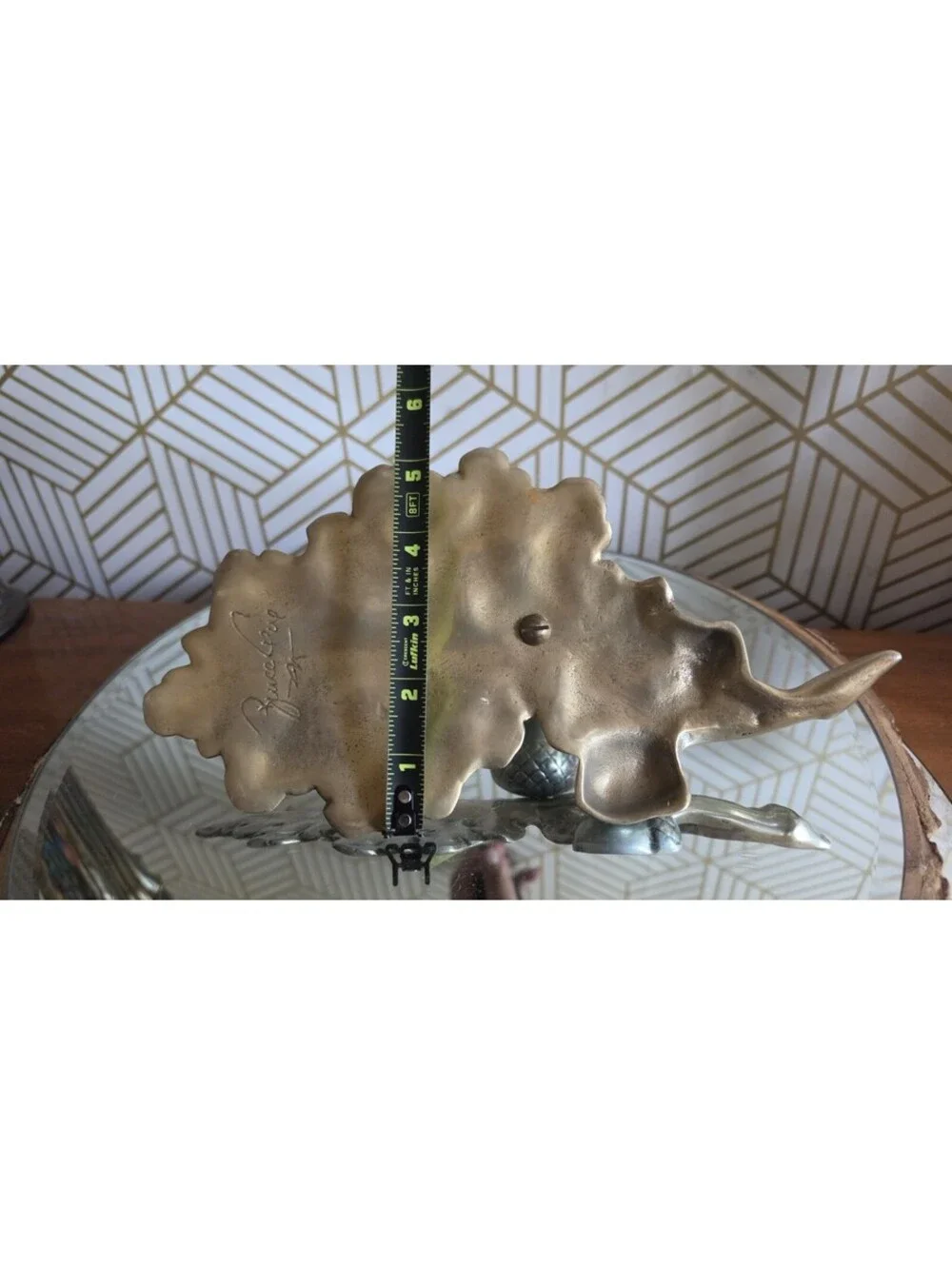 Vintage Aluminum Pair Bruce Fox Design Acorn Oak Leaf Candlestick Holders Signed